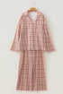 Plaid Patch Pocket Long Sleeve Lounge Set