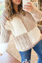 V Neck Seam Detail Loose Long Sleeve Tunic Sweater