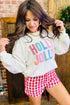 Applique Slogan Round Neck Long Sleeve Sweatshirt
