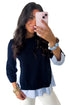 Drop Shoulder Long Sleeve Striped Pullover Sweater
