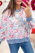All Over Floral Print Round Neck Long Sleeve Top