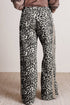 Leopard Print Drawstring Waist Straight Leg Jeans