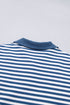 Striped Raw Seam Split Hem Loose Pullover Sweatshirt