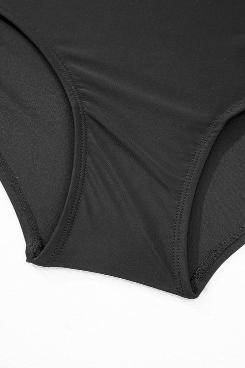 Striped Knot Cutout Ruffle Sleeve High Waisted Swimsuit