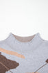 Camouflage Pattern Drop Shoulder High Neck Short Sleeve Shift Sweater