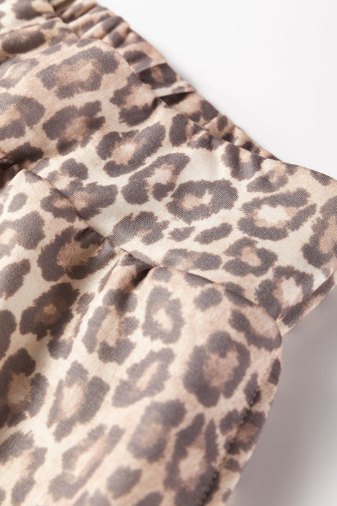 Modern Leopard Print V Neck Pullover Two Piece Dresses