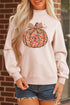 Floral Pumpkin Graphic Mock Neck Oversized Statement Sweatshirt