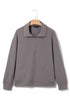 Waffle Textured Collar Half Zip Pocketed Drop Shoulder Sweatshirt