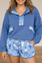 Floral Patchwork V Neck Long Sleeve Sweatshirt