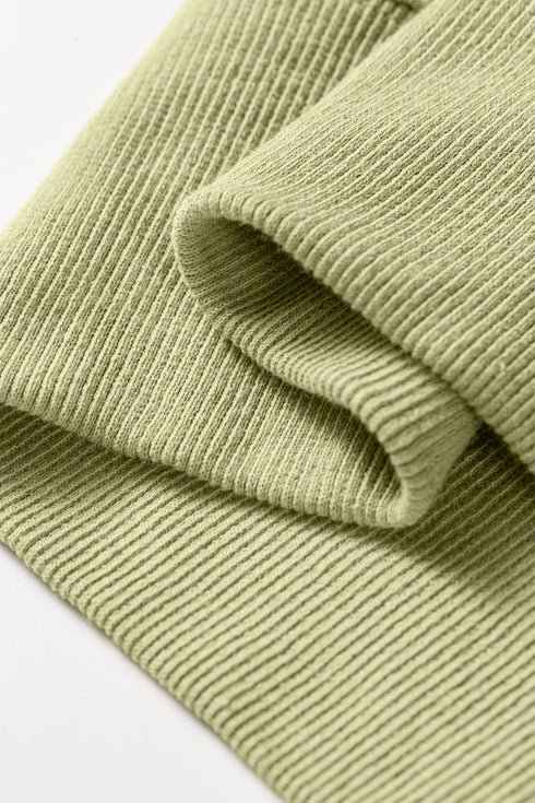 Camouflage Waffle Knit Raw Edge Trim Oversized Long Sleeve Top