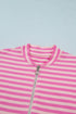 Striped Zip Up Puff Sleeve Jacket Sweatshirt