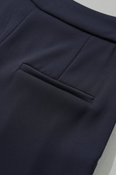 Casual Dual Buttoned High Waisted Pleated Wide Leg Pants