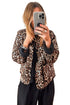 Leopard Print Quilted Button Front Patch Pocket Jacket