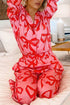 Bow Print Long Sleeve Wide Leg Sleepwear