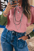 Western Patchwork Striped Long Sleeve Pullover Sweater