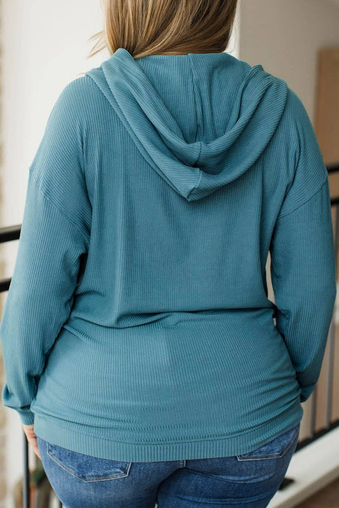 Viscose Ribbed Drop Shoulder Long Sleeve Top