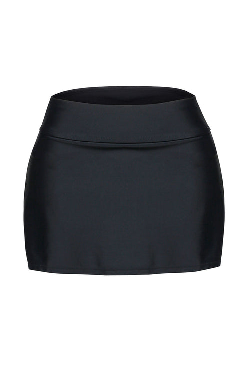 Wide Waistband Smooth Stretch Mini Swim Skirt
