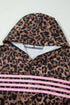 Leopard Print Striped Long Sleeve Top Pant Set