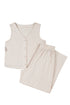 Buttoned V Neck Tank Top Wide Leg Pant Set