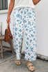 Floral Print Tie Waist Straight Leg Jeans