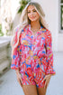Bold Abstract Graffiti Print Button Down Shirt Romper