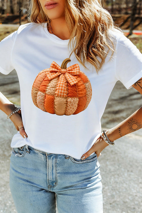 Polyester Cotton Blend Pumpkin Printed Graphic Tee