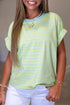 Striped Knit Round Neck Short Sleeve Shift T-Shirt