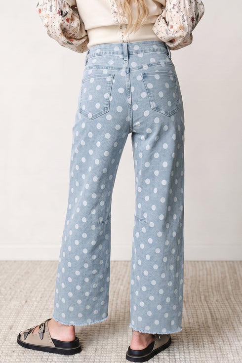 Denim Polka Dot Pattern Slim Fit Jeans