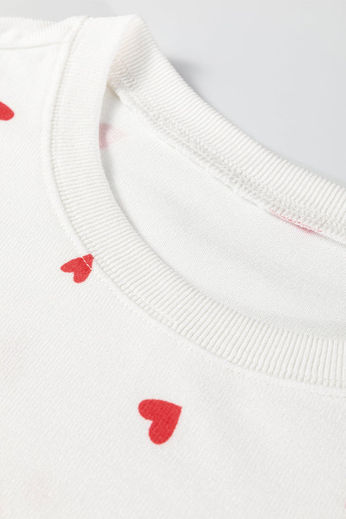 Coquette Heart Print Long Sleeve Top Drawstring Pant Loungewear