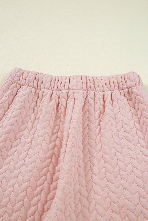 Braided Textured Ruffle Hem Wide Leg Pant Set