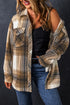Casual Plaid Print Flap Pocket Button Up Shacket