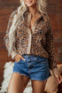 Leopard Print Button Up Long Sleeve Viscose Blend Cardigan