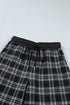 French Plaid Drawstring Waist Wide Leg Pants