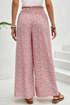 Bohemian Print Smocked High Waist Wide Leg Slit Pants
