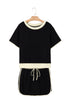 Contrast Trim Drop Shoulder Two Piece Skort Set
