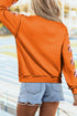Sequined Pumpkin Applique Layered Mock Neck Graphic Sweatshirt