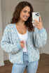 Leopard Print V Neck Long Sleeve Loose Fit Knit Cardigan