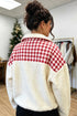Plaid Patchwork Baggy Silhouette Plush Sherpa Sweatshirt