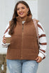 Textured Corduroy Stand Neck Zipped Puffer Vest