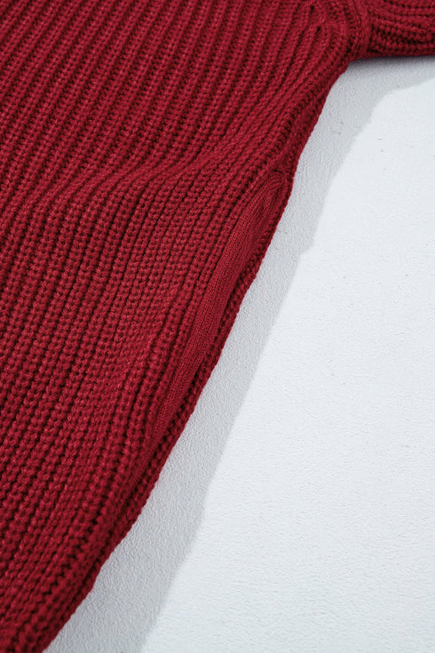 Oversized Fit Button Front Unpatterned Knit Cardigan
