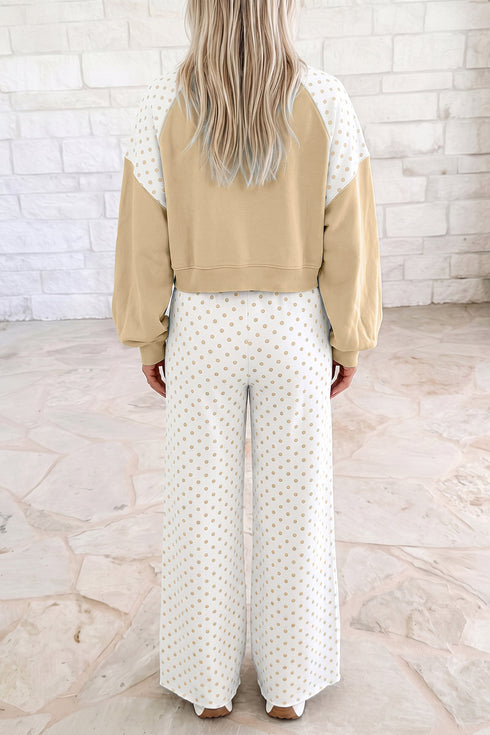 Polka Dot Patchwork Long Sleeve Pant Set