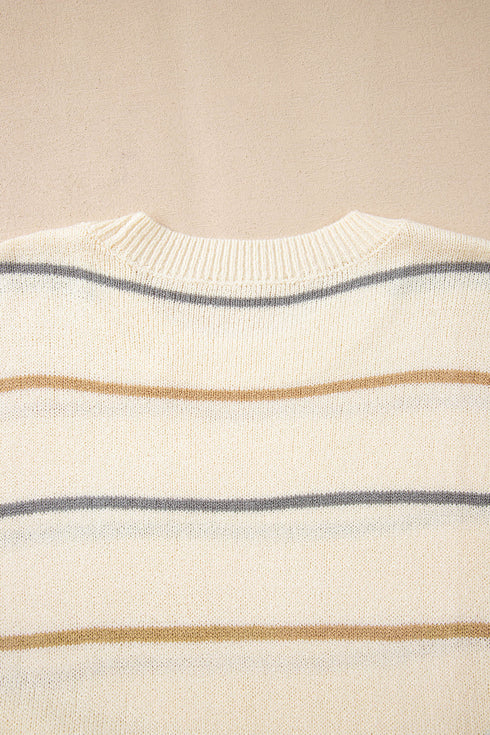 Relaxed Striped Crew Neck Long Sleeve Sweater Dress