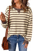 Striped Pattern Patchwork Ribbed Cuff Pullover Sweatshirt