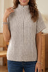 High Neck Zipper Knit Short Sleeve Sweater