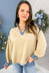 Romantic Floral Denim Collar Patchwork V Neck Top
