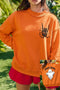 Spooky Themed Graphic Raised Mock Neck Sweatshirt