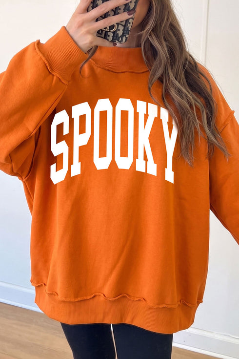 Boo Double Sided Print Reversible Mock Neck Sweatshirt