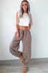 Leopard Print Elastic Waist Ankle Length Pants