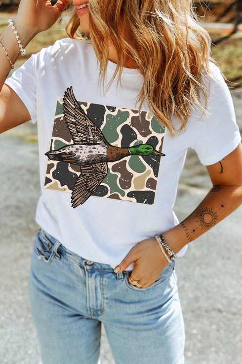 Camo Mallard Duck Western Short Sleeve Graphic Tee