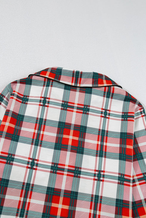Plaid Print Long Sleeve Two Piece Pajama Set Sleepwear